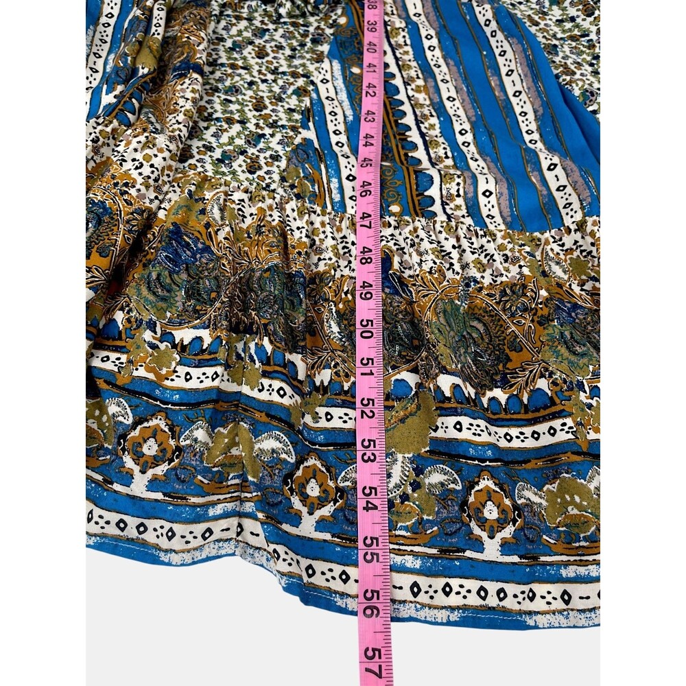 Free People Happy Feelings Maxi Dress Boho Prairie Floral Tassels Border Print S - Picture 13 of 16